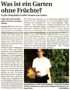 Pressebeitrag 'Was ist ein Garten ohne Fr&uuml;chte' Wochenspiegel 04.10.2006